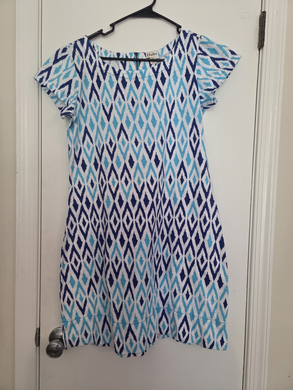 Hatley Cotton Geometric Ikat Shift Dress Blue S